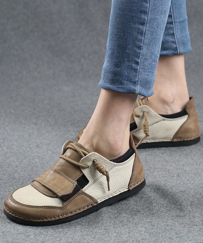 Casual Beige Flat Shoes For Splicing Flat Feet Shoes
