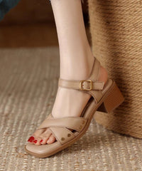 Apricot Cross Strap Splicing Sandals Shoes