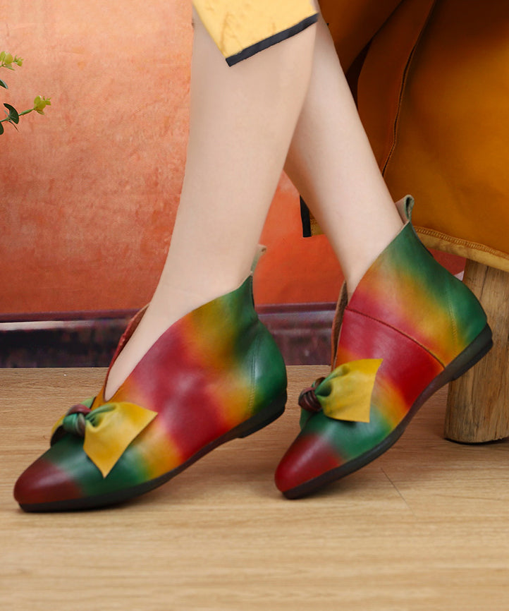New Soft Flats Colorful Ethnic Style Bow Ankle Boots