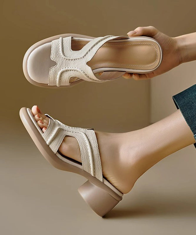 Classy Apricot Chunky Sheepskin Slide Sandals Peep Toe