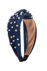 Pearl Rhinestone Fabric Headband