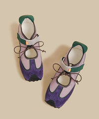 Purple Hollow Out Splicing Flat Shoes For Women