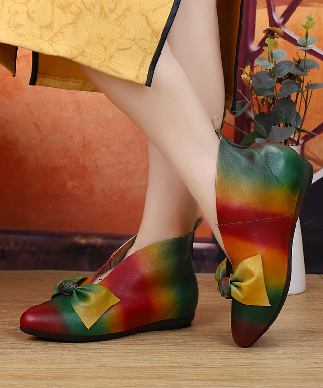 Soft Flats Colorful Ethnic Style Bow Ankle Boots