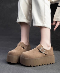 Original Design Khaki Splicing Suede Platform Shoes