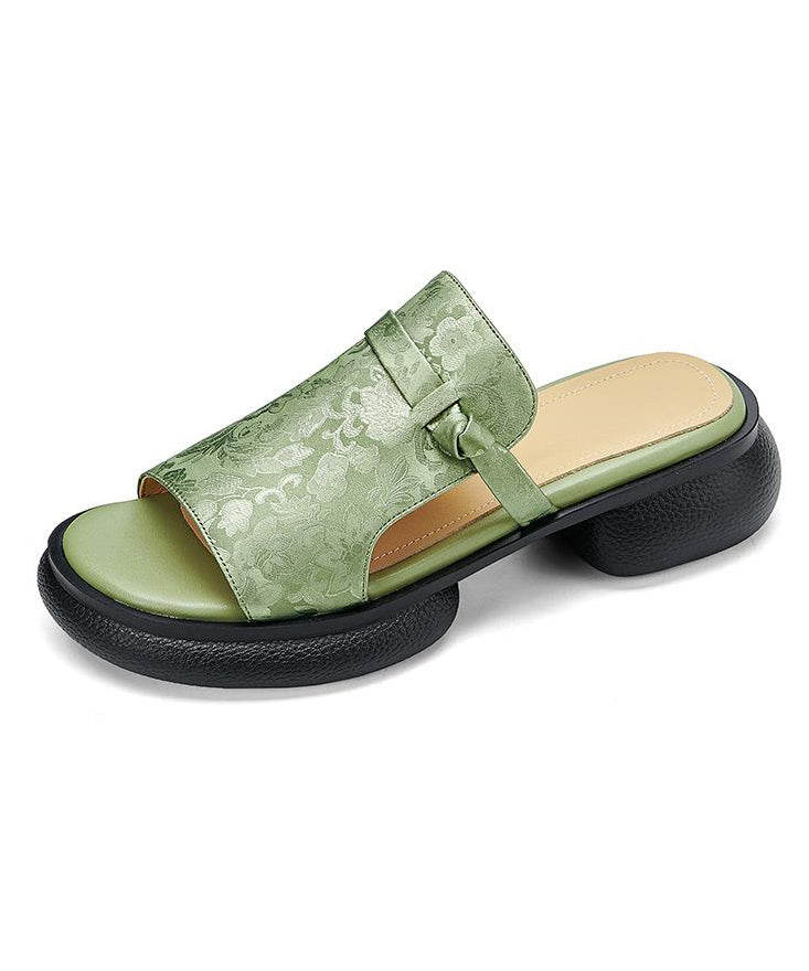 Green Splicing Platform Slide Sandals Peep Toe