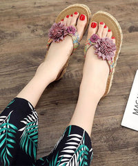 Coffee Floral Holiday Thong Sandals