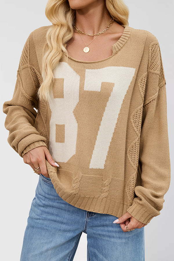 Digital Jacquard Loose Long-sleeved Knit Sweater