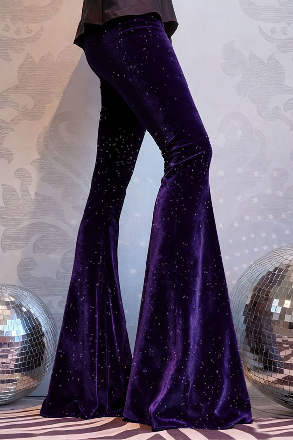 Velvet High-waisted Draped Casual Flared Pants