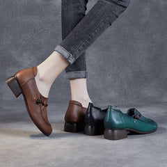 Plus Size Spring Summer Retro Leather Wedge Casual Shoes