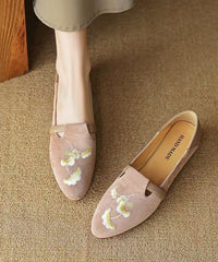 Black Suede Embroidered Chunky Loafer Shoes