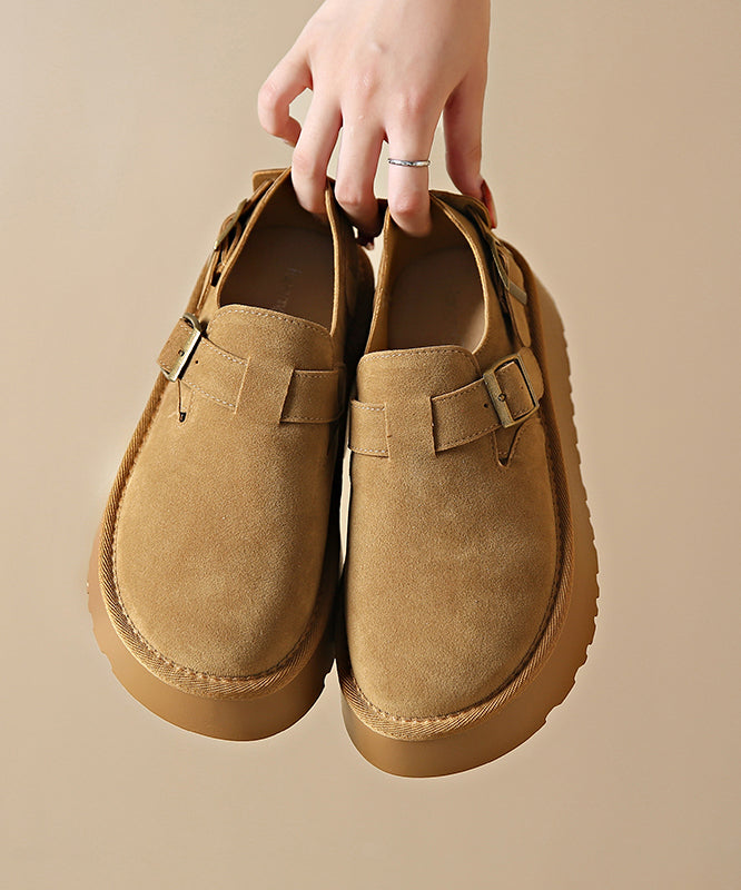 Comfortable Brown Splicing Platform Loafer Shoes