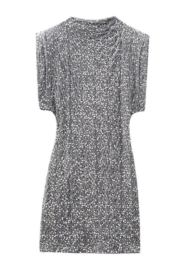 Sequined Round Neck Sleeveless Slim-fit Mini Dress