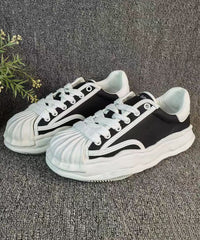 Versatile White Splicing Flat Shoes Cross Strap