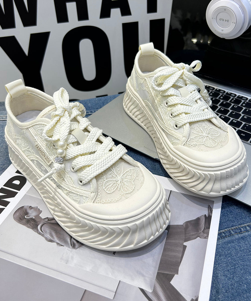 Comfy Splicing Platform Flat Shoes For Black Breathable Mesh