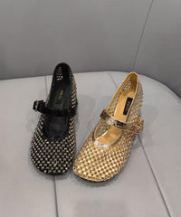 Splicing Chunky Shoes Black Breathable Mesh Zircon