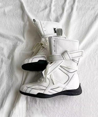 Red Lace Up Suede Splicing Boots