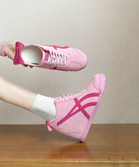 Splicing Wedge High Wedge Heels Shoes Pink Faux Leather