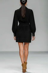 Embroidered Floral Pattern Long-sleeved Fitted Waist Mini Dress