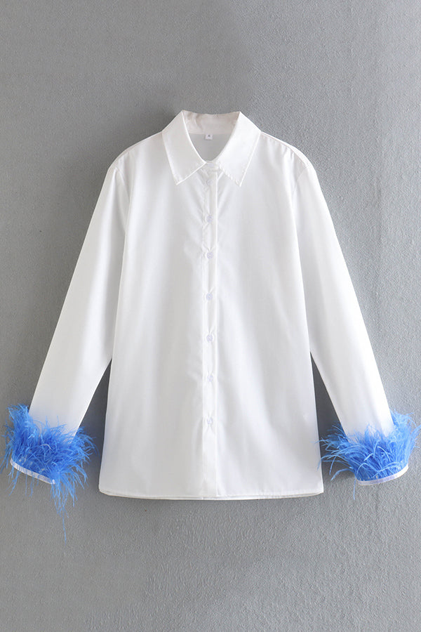 Feather Long-sleeved Casual Loose Shirt