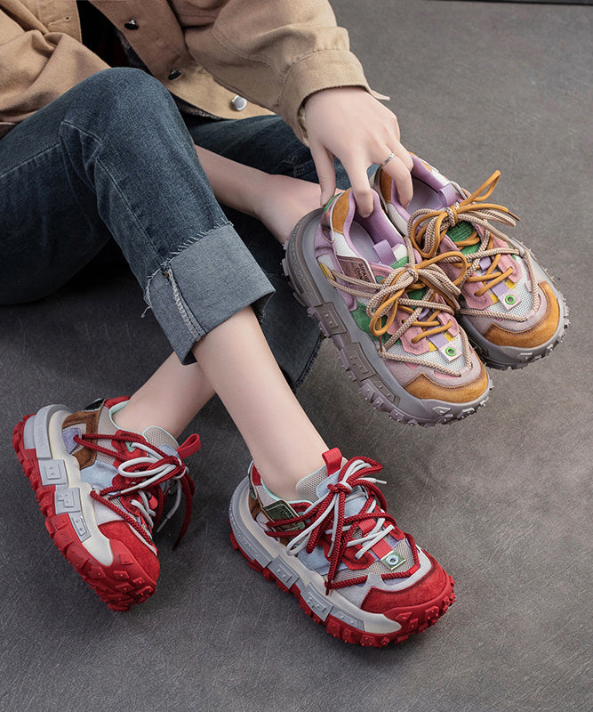 Yellow Suede Breathable Mesh Splicing Flat Feet Shoes