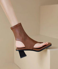 Chic Splicing Chunky Flip Flops Boots Brown Faux Leather