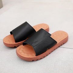Summer Flat Retro Leather Casual Slippers