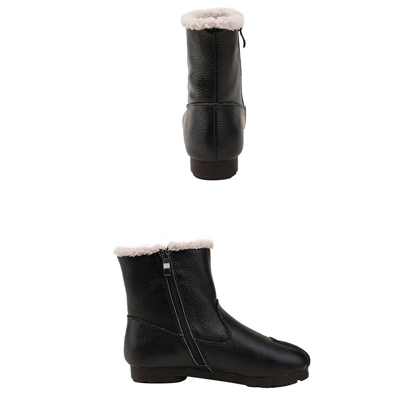 Vintage Zipper Splicing Leather Boots