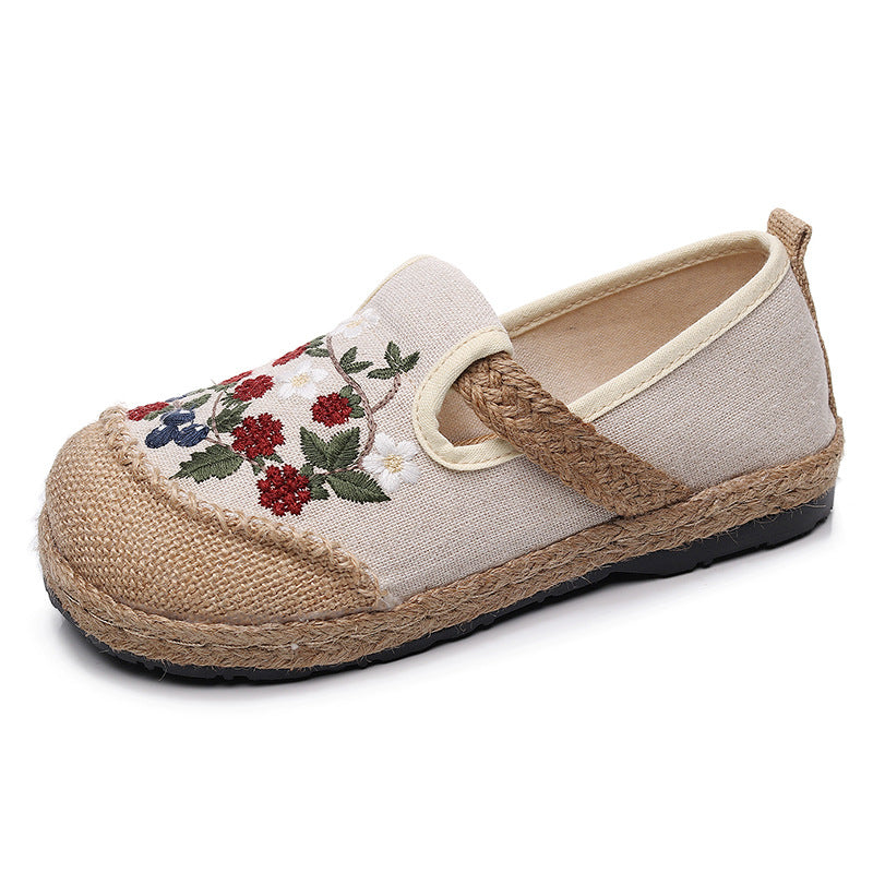 Retro Floral Embroidery Linen Casual Shoes