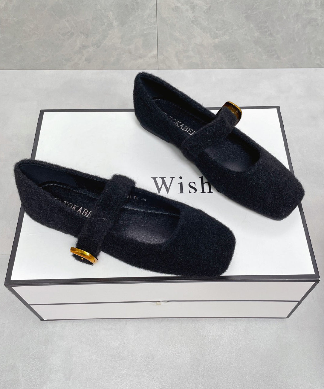 French Grey Fuzzy Fur Fluffy Soft Splicing Flat Feet Shoes Buckle Strap