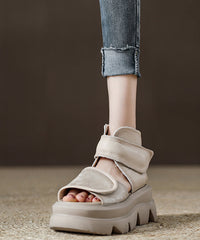 Retro Chocolate Splicing Platform Sandals Peep Toe