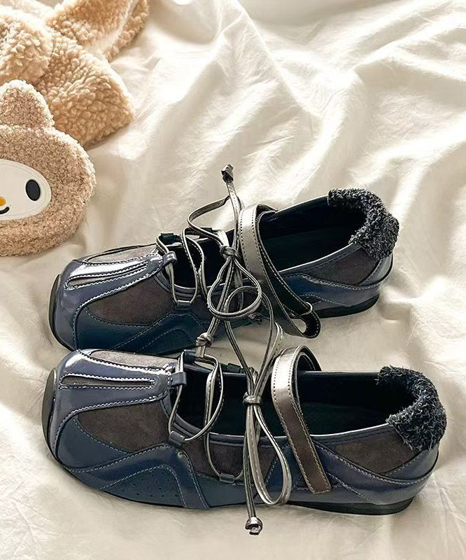 Casual Comfy Beige Lace Up Splicing Flat Feet Shoes