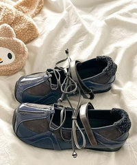 Casual Comfy Beige Lace Up Splicing Flat Feet Shoes