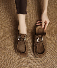 Brown Platform Suede Comfy Splicing Slide Sandals