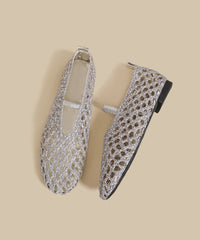 Silver Hollow Out Breathable Splicing Sandals