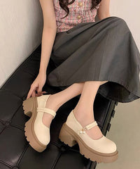 Black Chunky Faux Leather Fitted Splicing Loafer Shoes