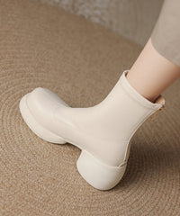 New Simple Black Zippered Splicing Chunky Boots