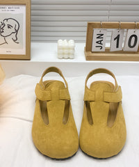 Yellow Flats Suede Comfy Hollow Out Flat Shoes