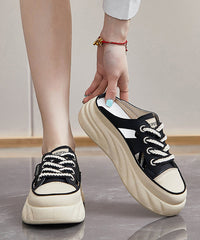 Comfy Splicing Platform Khaki Faux Leather Slide Sandals