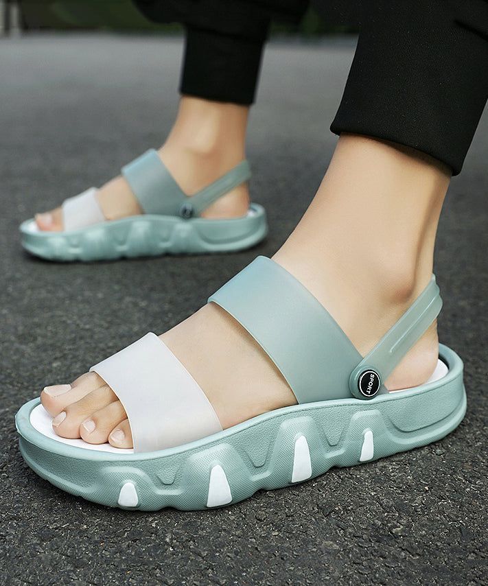 Comfy Black Red Beach Peep Toe Slide Sandals