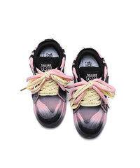 New Fashion Black Lace Up Splicing Platform Flat Shoes