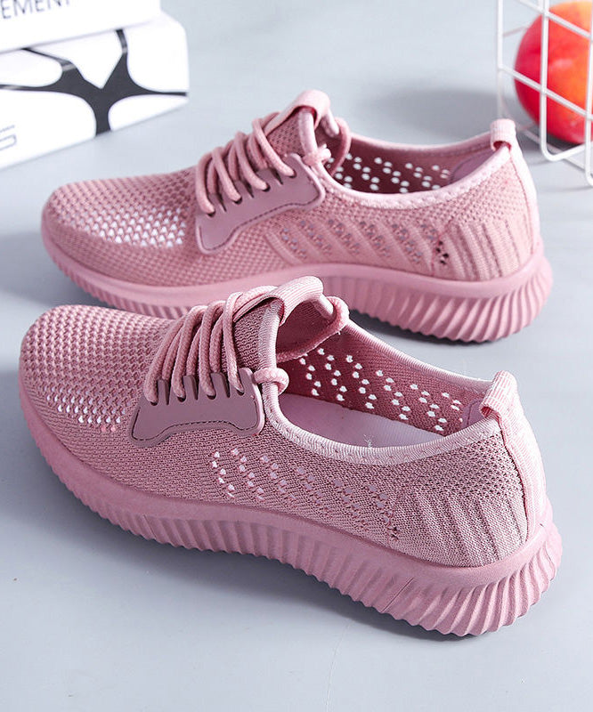 Black Hollow Out Breathable Mesh Splicing Flats