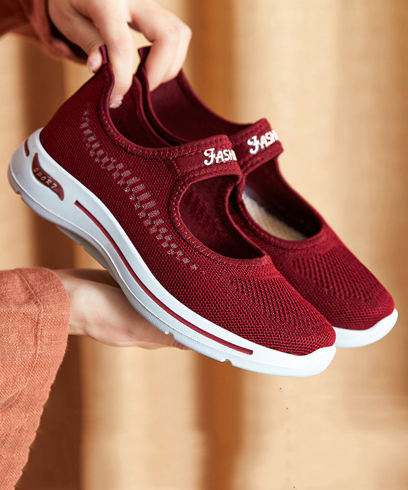 Purple Breathable Mesh Splicing Flat Shoes Women