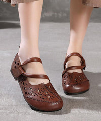 Stylish Splicing Loafers Green Genuine Leather Flat Sandals