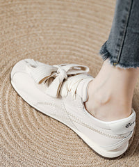 Pink Suede Lace Up Splicing Casual Flat Shoes