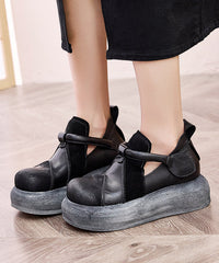 Casual Splicing Platform Flat Shoes Green Cowhide Leather