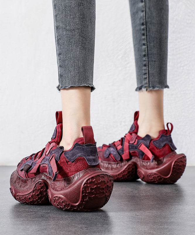 Yellow Platform Shoes Suede Casual Splicing Lace Up