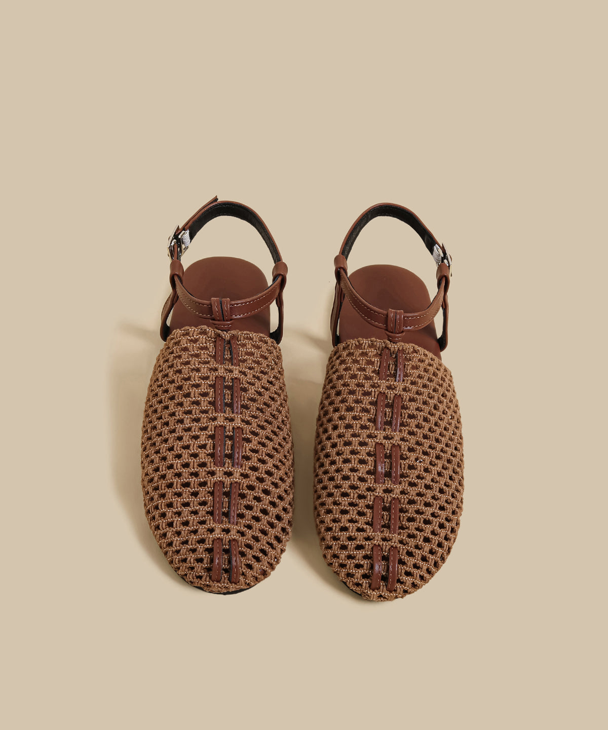 Casual Apricot Hollow Out Knit Fabric Splicing Sandals