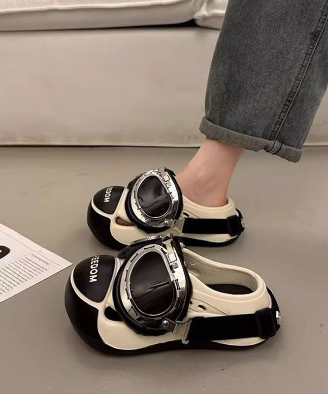 Silver Splicing Chic Platform Slide Sandals