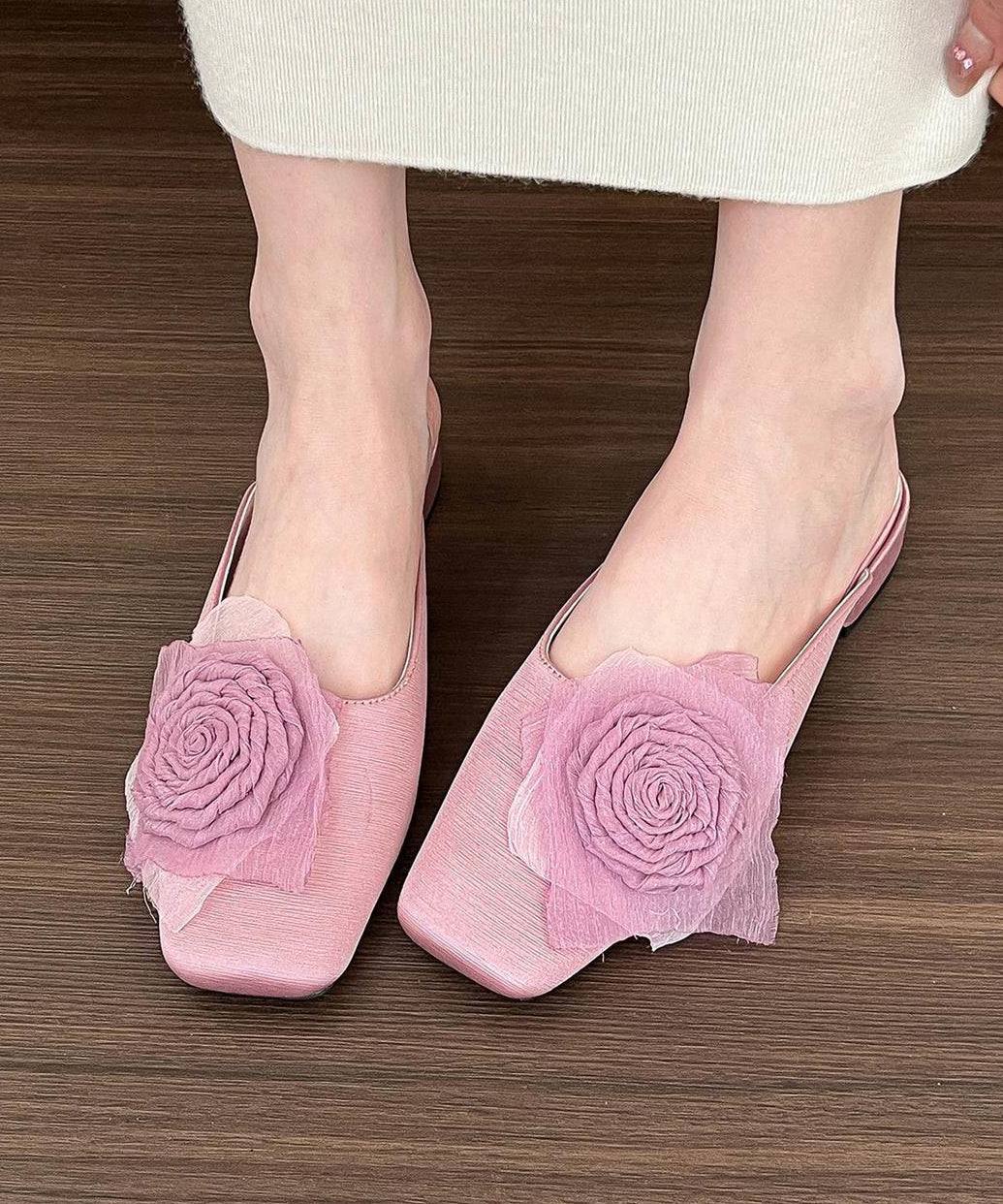 Light Purple Floral Splicing Slide Sandals