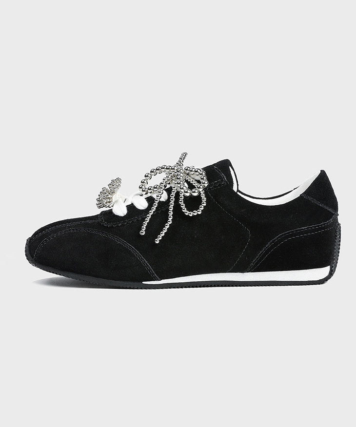 Black Lace Up Sports Leisure Shoes